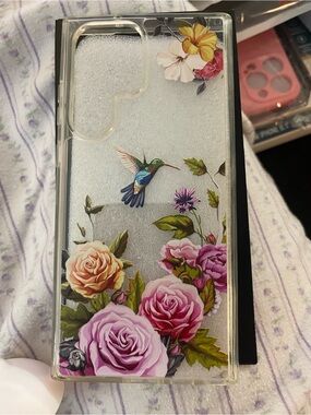 Floral Hummingbird Decorative Phone Case for Samsung Galaxy - Pink & Green